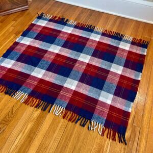 Vintage Faribo Tartan Plaid Throw Blanket with Fringe Multicolor 51" x 43"
